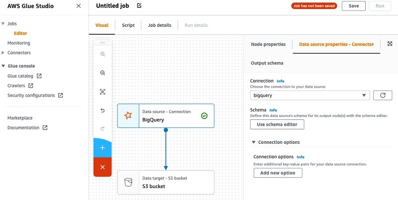 BigQuery to Redshift | Creating the ETL job in AWS Glue Studio